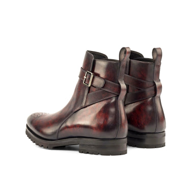 DapperFam Rohan in Burgundy Men's Hand-Painted Patina Jodhpur Boot in #color_