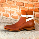 DapperFam Rohan in Cognac / Ivory Men's Italian Leather & Italian Suede Jodhpur Boot in #color_