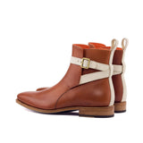 DapperFam Rohan in Cognac / Ivory Men's Italian Leather & Italian Suede Jodhpur Boot in #color_