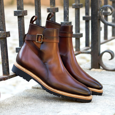 DapperFam Rohan in Cognac Men's Italian Leather Jodhpur Boot in #color_