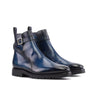 DapperFam Rohan in Denim Men's Hand-Painted Patina Jodhpur Boot in Denim #color_ Denim