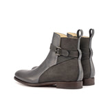 DapperFam Rohan in Grey Men's Lux Suede & Italian Leather Jodhpur Boot in #color_