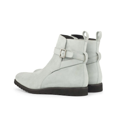 DapperFam Rohan in Light Grey Men's Italian Suede Jodhpur Boot in #color_