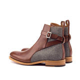 DapperFam Rohan in Med Brown / Light Grey Men's Flannel & Italian Leather Jodhpur Boot in #color_