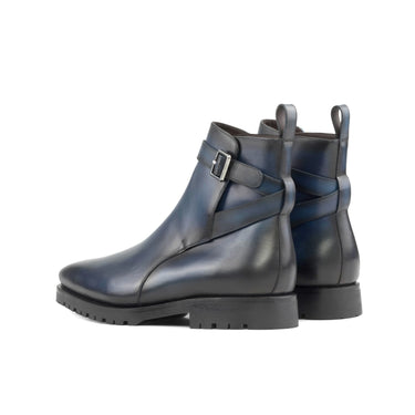 DapperFam Rohan in Navy Men's Italian Leather Jodhpur Boot in #color_