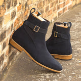 DapperFam Rohan in Navy Men's Lux Suede Jodhpur Boot in #color_