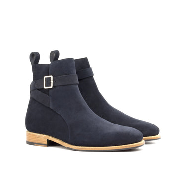 DapperFam Rohan in Navy Men's Lux Suede Jodhpur Boot in Navy #color_ Navy