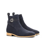 DapperFam Rohan in Navy Men's Lux Suede Jodhpur Boot in Navy #color_ Navy