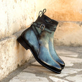 DapperFam Rohan in Turquoise Men's Hand-Painted Patina Jodhpur Boot in #color_