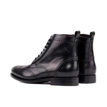 DapperFam Valiant in Black Men's Italian Leather Military Brogue in #color_