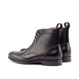 DapperFam Valiant in Black Men's Italian Suede & Pebble Grain Leather Military Brogue in #color_