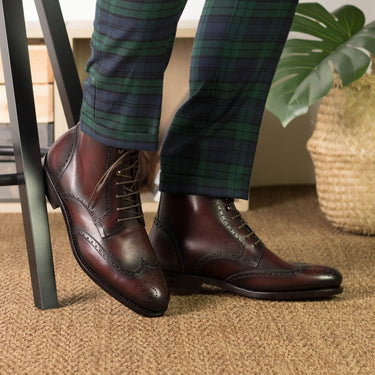 DapperFam Valiant in Burgundy Men's Italian Leather Military Brogue in #color_