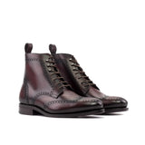 DapperFam Valiant in Burgundy Men's Italian Leather Military Brogue in Burgundy #color_ Burgundy