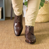 DapperFam Valiant in Dark Brown Men's Italian Leather Military Brogue in #color_