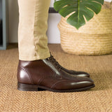 DapperFam Valiant in Dark Brown Men's Italian Leather Military Brogue in #color_