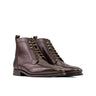 DapperFam Valiant in Dark Brown Men's Italian Leather Military Brogue in Dark Brown #color_ Dark Brown