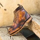 DapperFam Valiant in Fire Men's Hand-Painted Patina Military Brogue in #color_