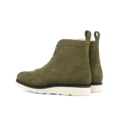 DapperFam Valiant in Khaki Men's Lux Suede Military Brogue in #color_