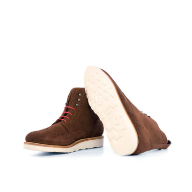 DapperFam Valiant in Med Brown Men's Lux Suede Military Brogue in #color_