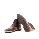 DapperFam Valiant in Tweed / Cognac / Dark Brown Men's Sartorial & Italian Leather Military Brogue in #color_