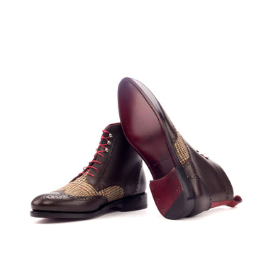 DapperFam Valiant in Tweed / Dark Brown / Red Men's Sartorial & Italian Leather Military Brogue in #color_