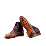 DapperFam Valiant in Tweed / Med Brown / Dark Brown Men's Sartorial & Italian Leather Military Brogue in #color_