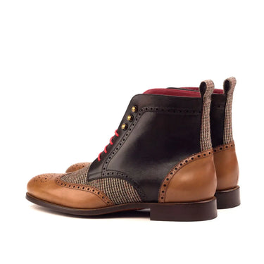 DapperFam Valiant in Tweed / Med Brown / Dark Brown Men's Sartorial & Italian Leather Military Brogue in #color_