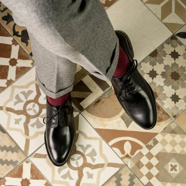 DapperFam Vero in Black Men's Italian Leather Derby in #color_