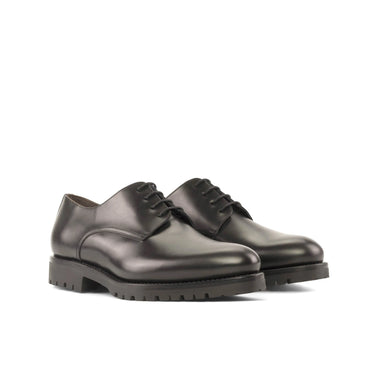 DapperFam Vero in Black Men's Italian Leather Derby in Black #color_ Black