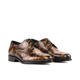 DapperFam Vero in Brown Men's Hand-Painted Patina Derby in Brown #color_ Brown