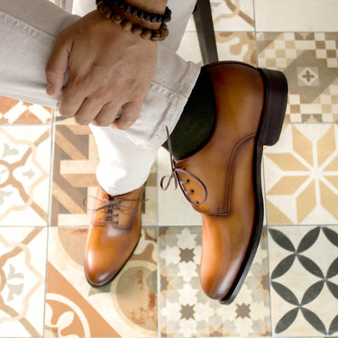 DapperFam Vero in Cognac Men's Italian Leather Derby in #color_