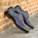 DapperFam Vero in Grey / Purple Men's Hand-Painted Patina Derby in #color_