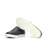 DapperFam Versado in Navy Men's Italian Croco Embossed Leather Slip On in #color_