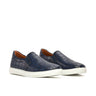 DapperFam Versado in Navy Men's Italian Croco Embossed Leather Slip On in Navy #color_ Navy