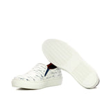 DapperFam Versado in White / Navy Men's Italian Croco Embossed Leather Slip On in #color_