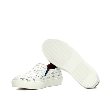 DapperFam Versado in White / Navy Men's Italian Croco Embossed Leather Slip On in #color_