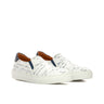 DapperFam Versado in White / Navy Men's Italian Croco Embossed Leather Slip On in White / Navy #color_ White / Navy