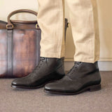 DapperFam Vittorio in Black Men's Italian Leather Balmoral Boot in #color_