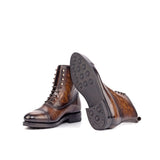 DapperFam Vittorio in Brown Men's Hand-Painted Patina Balmoral Boot in #color_