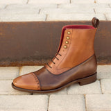 DapperFam Vittorio in Med Brown / Dark Brown Men's Italian Leather Balmoral Boot in Med Brown / Dark Brown #color_ Med Brown / Dark Brown