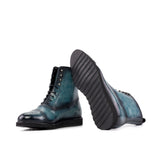 DapperFam Vittorio in Turquoise Men's Hand-Painted Patina Balmoral Boot in #color_