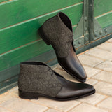 DapperFam Vivace in Black / Nailhead Men's Sartorial & Italian Leather Chukka in #color_