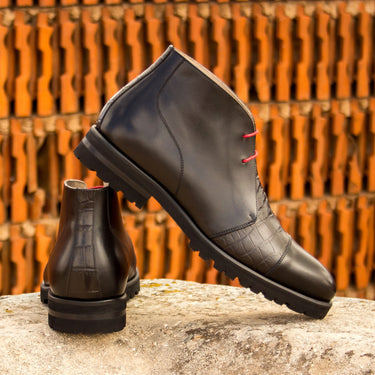 DapperFam Vivace in Black Men's Italian Leather Chukka in #color_