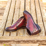 DapperFam Vivace in Burgundy Men's Hand-Painted Patina Chukka in #color_