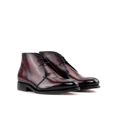 DapperFam Vivace in Burgundy Men's Hand-Painted Patina Chukka in Burgundy #color_ Burgundy