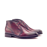 DapperFam Vivace in Burgundy Men's Hand-Painted Patina Chukka in Burgundy #color_ Burgundy