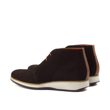 DapperFam Vivace in Dark Brown / Cognac Men's Lux Suede & Italian Pebble Grain Leather Chukka in #color_