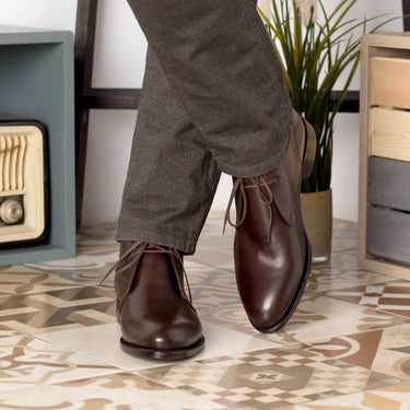 DapperFam Vivace in Dark Brown Men's Italian Leather Chukka in #color_