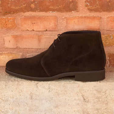 DapperFam Vivace in Dark Brown Men's Lux Suede Chukka in #color_