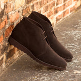 DapperFam Vivace in Dark Brown Men's Lux Suede Chukka in #color_